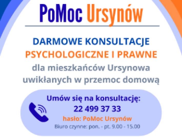 PoMoc Ursynów - bezpłatne konsultacje psychologiczne oraz prawne
