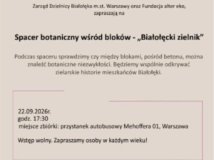 Spacer botaniczny wśród bloków "Białołęcki zielnik"